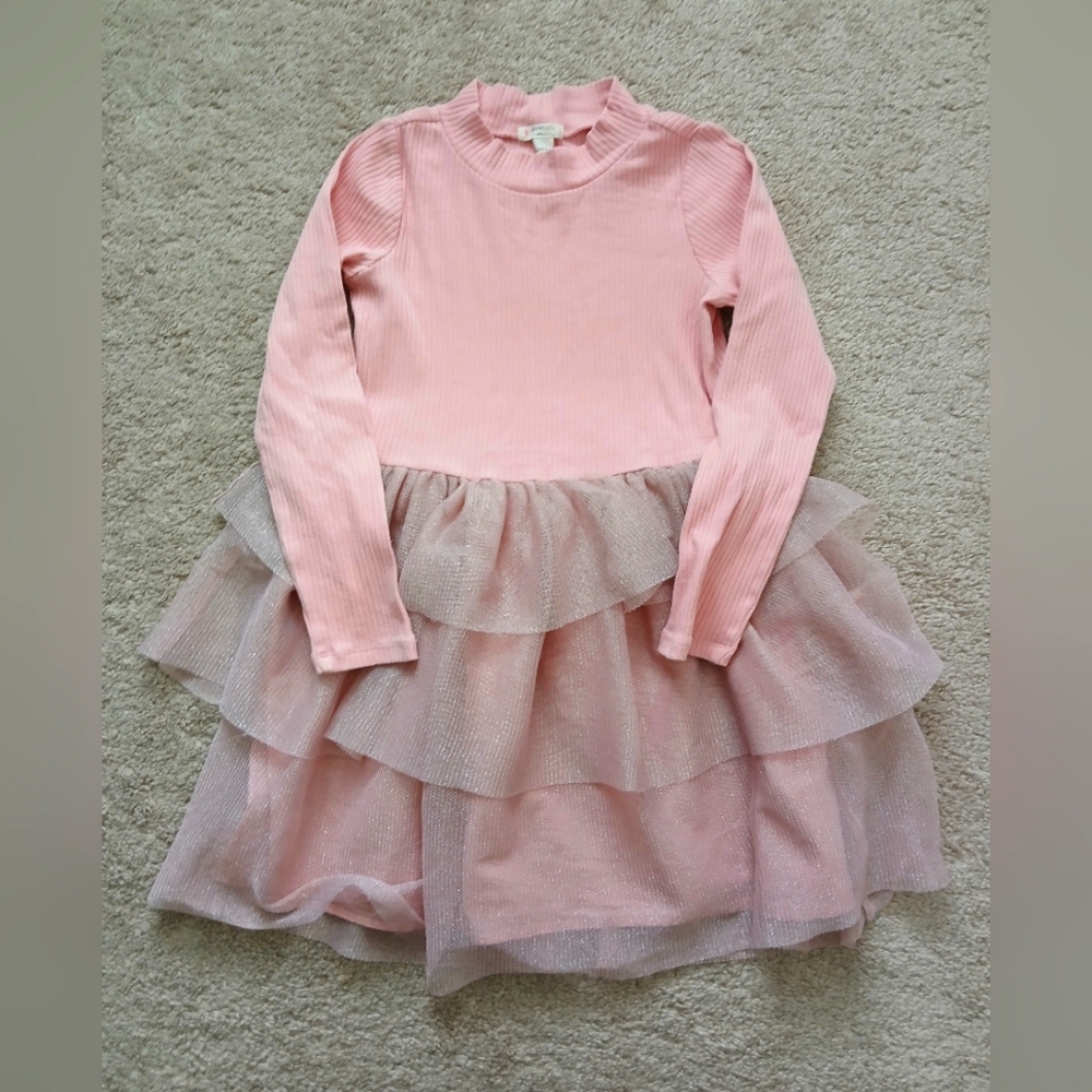 Girls Pink Long Sleeve Tulle Dress size 6